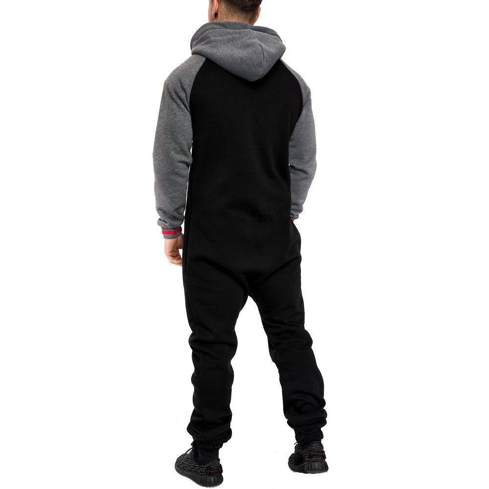 Supersköna onesies med luva - Unisex Jumpsuits - svart och röd bakifrån