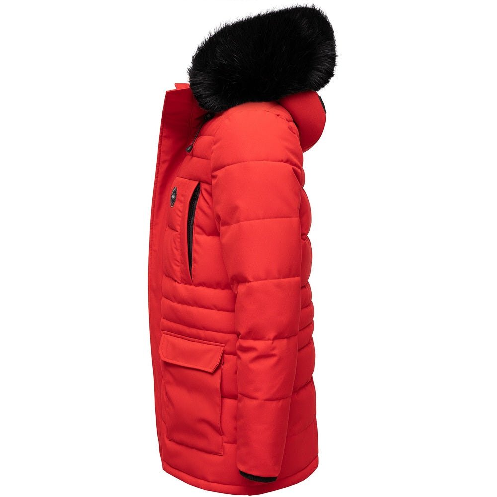 Röd parkas vinterjacka Herr från sidan