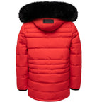 Röd parkas vinterjacka Herr bakifrån