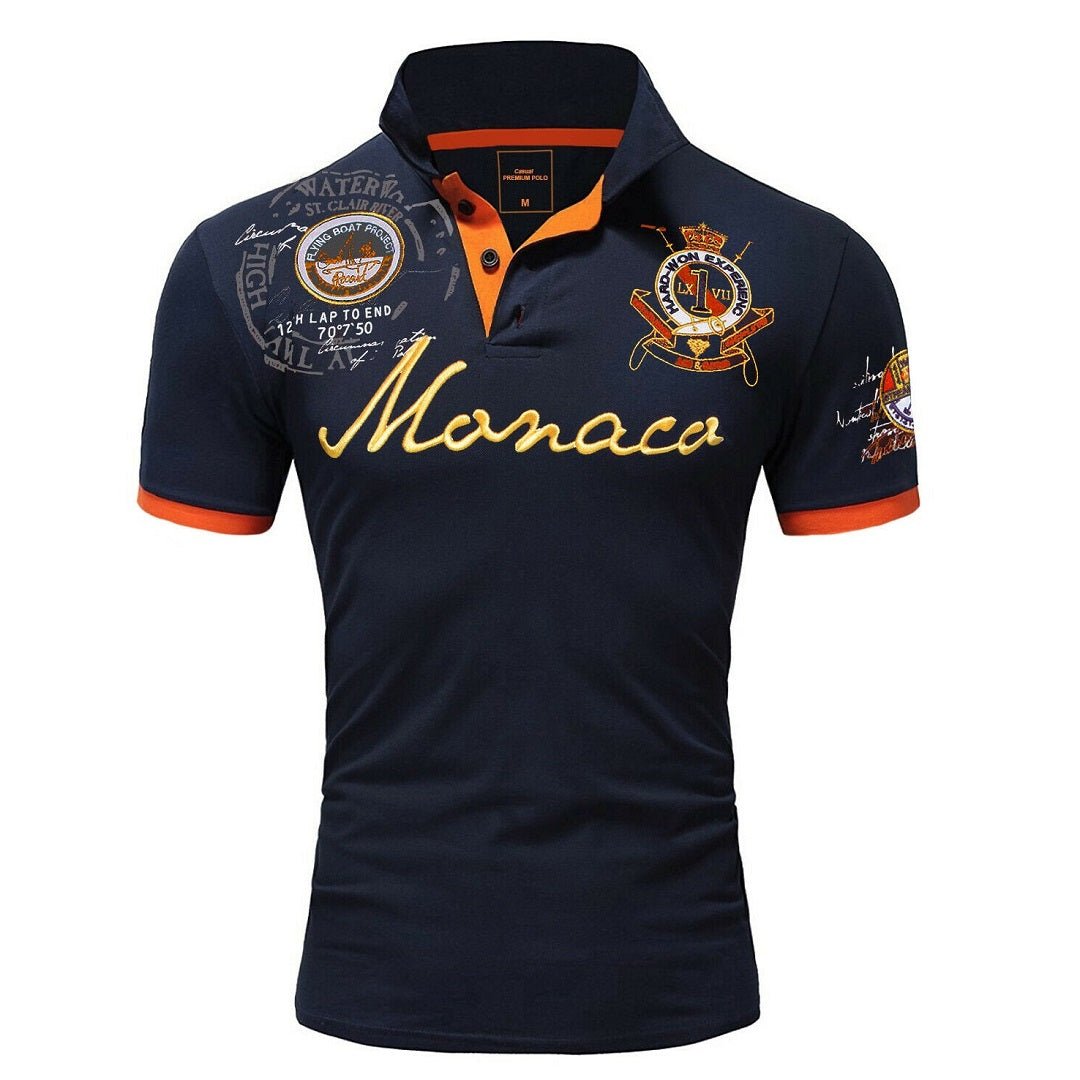Pikétröja Herr - Printed marinblå piké Monaco