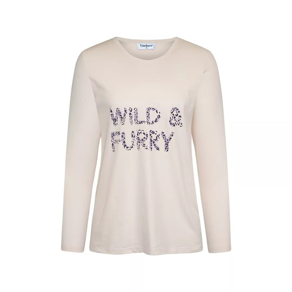 Beige långärmad pyjamaströja för dam med Wild & Furry-tryck från Gaubert®