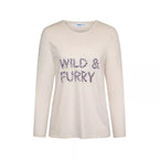 Beige långärmad pyjamaströja för dam med Wild & Furry-tryck från Gaubert®