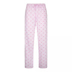 Kortärmad pyjamas dam i 100% bomull från Gaubert med rosa hjärtmönster och långa pyjamasbyxor - byxor framifrån