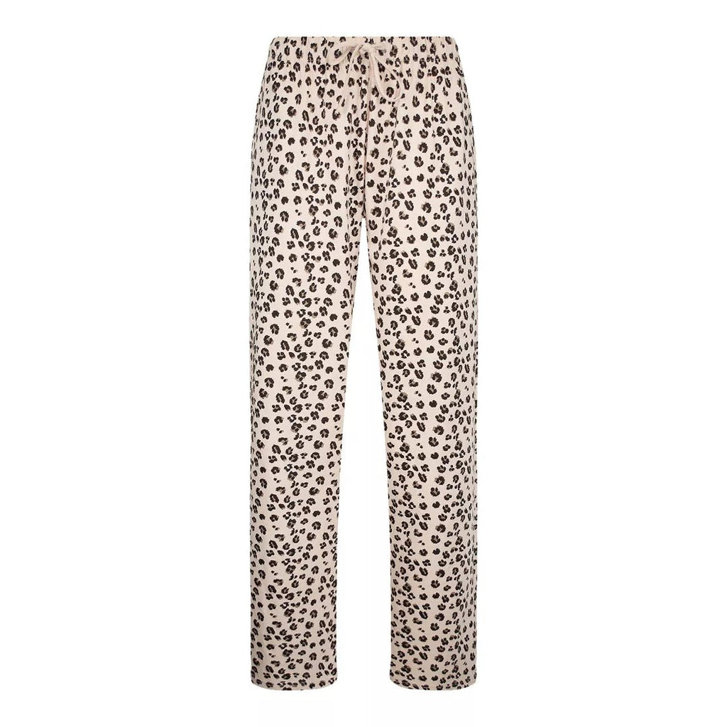 Långärmad leopardmönstrad pyjamaströja för dam i 100% bomull från Gaubert - långbyxor