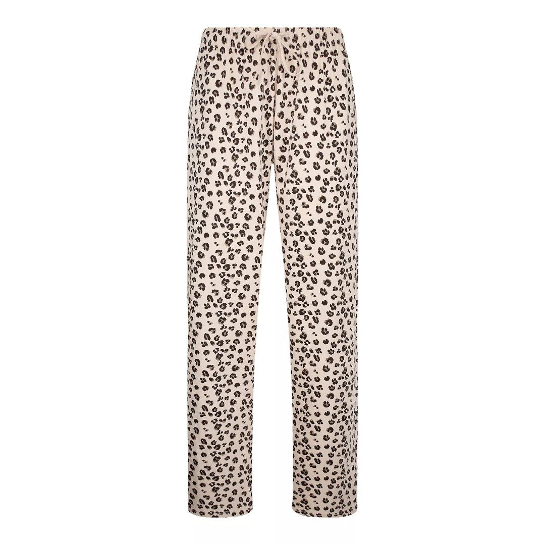 Långärmad leopardmönstrad pyjamaströja för dam i 100% bomull från Gaubert - långbyxor