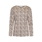 Långärmad leopardmönstrad pyjamaströja för dam i 100% bomull från Gaubert - långärmad tröja