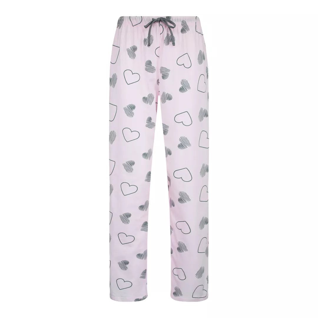Gaubert® pyjamas dam i 100% bomull med långärmad tröja och hjärtmönstrade byxor.