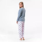 Baksida av Gaubert® pyjamas dam i mjuk bomull med långärmad tröja och långbyxor.