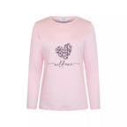 Rosa långärmad pyjamaströja för dam i 100% bomull med Wild One-tryck från Gaubert®