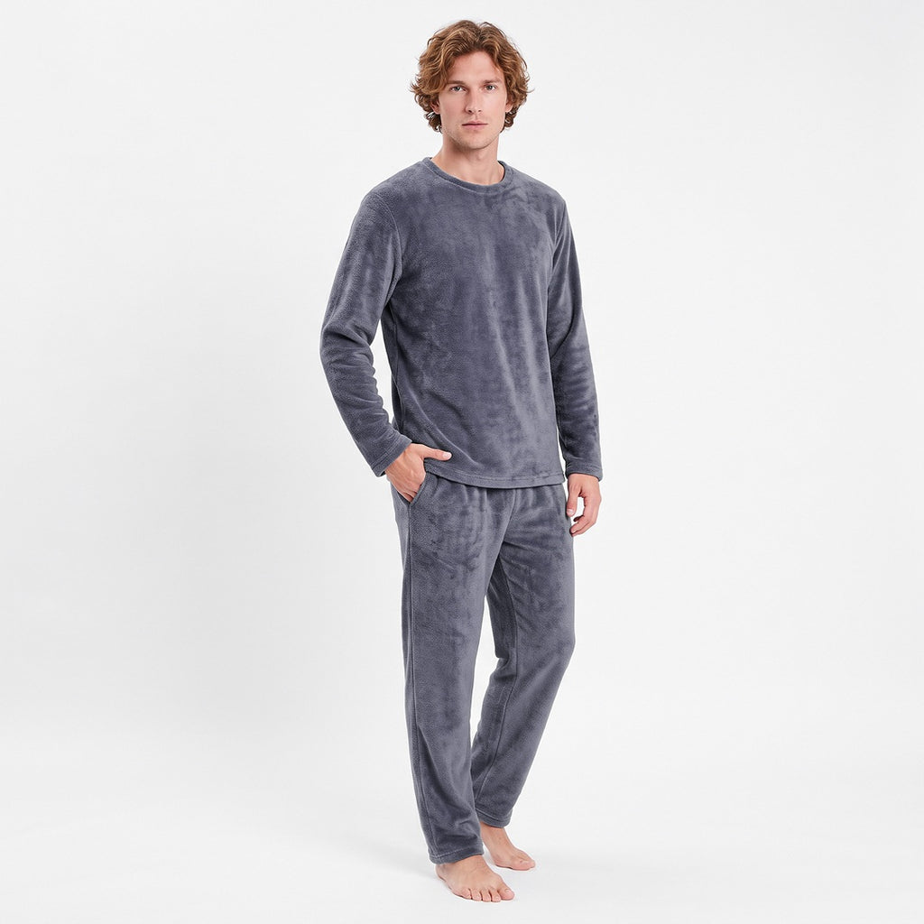 Grå pyjamas herr i fleece – varmt pyjamasset Gaubert