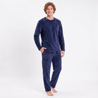 Marinblå pyjamas herr i fleece – varmt pyjamasset Gaubert