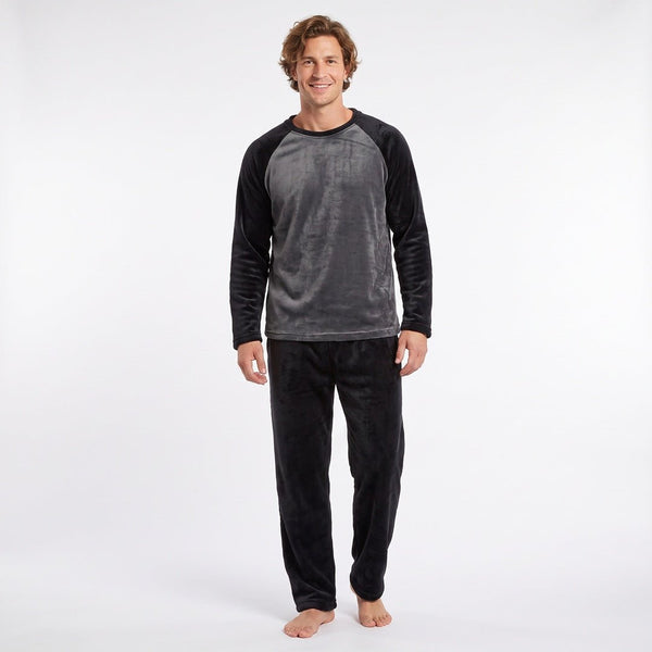 Pyjamas herr i fleece – svart och mörkgrått Gaubert pyjamasset