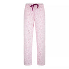 Ljusrosa pyjamasbyxor för dam i 100% bomull med hjärtmönster och dragsko från Gaubert®