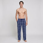 Blå rutiga pyjamasbyxor herr i varm och mjuk fleece