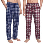 2-pack pyjamasbyxor herr i fleece – blå och röd rutig Gaubert