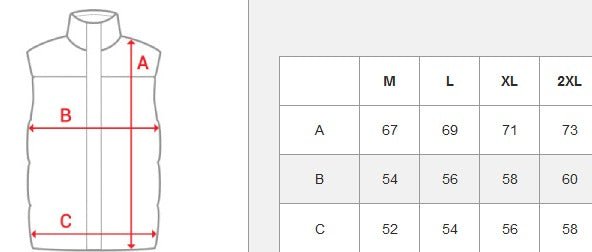 Herrväst 439 kr - Vit svart quiltad väst med huva storlekstabell