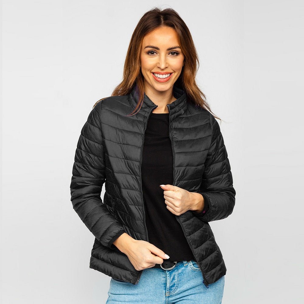 Quiltad svart damjacka 429 kr - Höstjacka dam framifrån