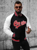 Retro baseballjacka - svart herrjacka front
