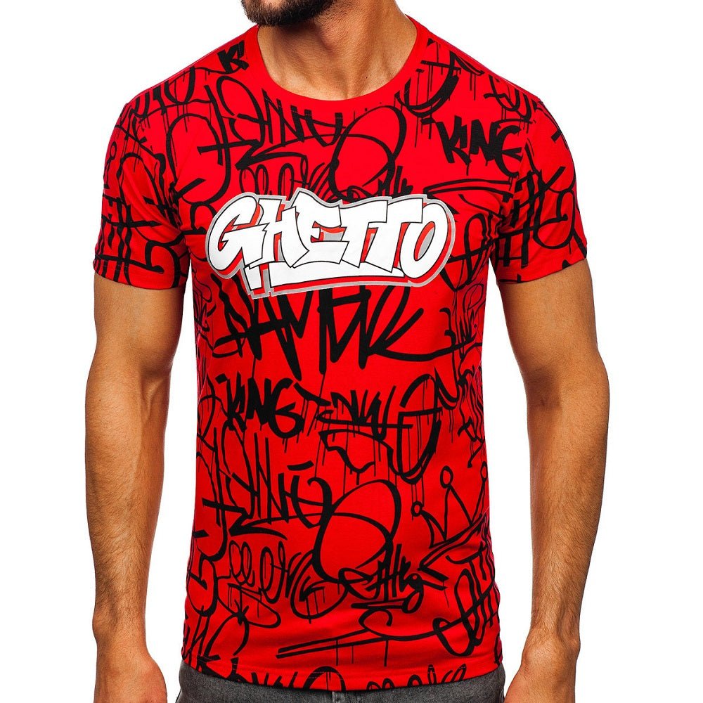 Röd herr T-shirt - Ghetto framifrån