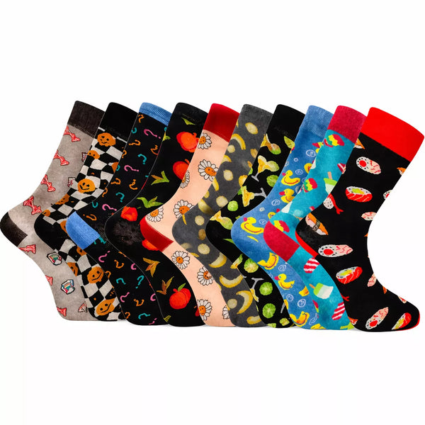 10-pack roliga herrstrumpor med mönster
