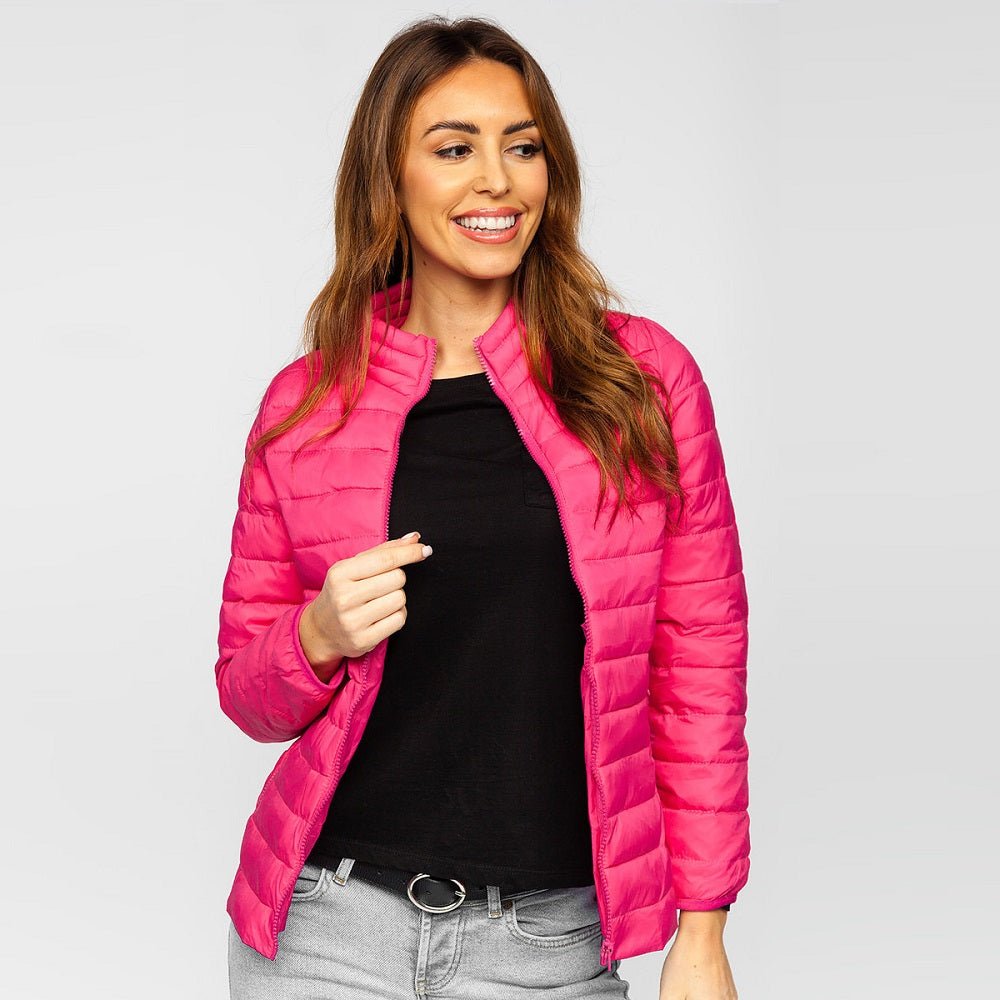 Quiltad billig rosa damjacka 429 kr uppknäppt jacka