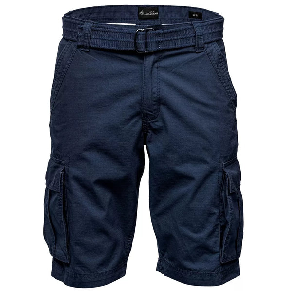 mörkblå cargoshorts med bälte