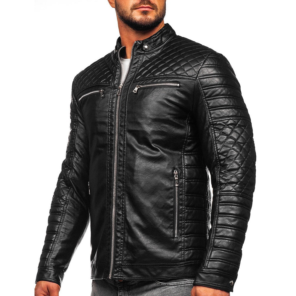 Svart jacka biker modell - Skinnjacka sida
