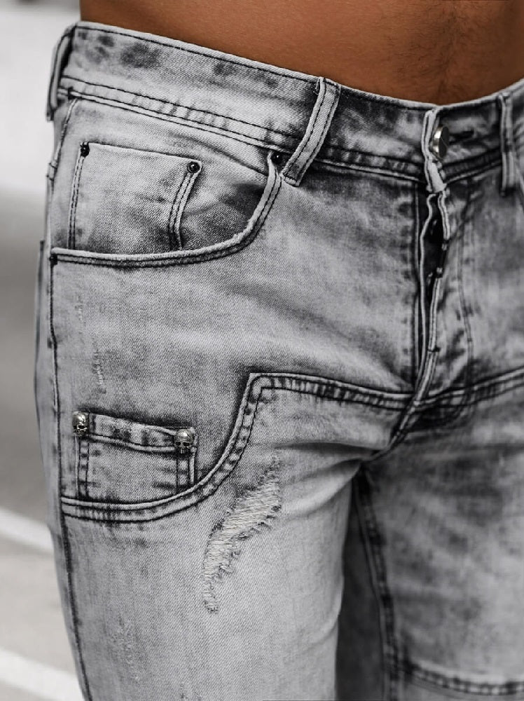 Grafitgråa Herrjeans - Dekorativa Sömmar zoomad fram