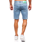 Herrshorts i jeans - Slim fit ljusblå bakifrån