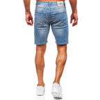 Slim fit ljusblåa shorts - Jeansshorts herr