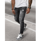 Slitna Slim Fit Jeans - Svarta Herrjeans