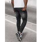 Slitna Slim Fit Jeans - Svarta Herrjeans bakifrån