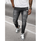 Slitna Slim Fit Jeans - Svarta Herrjeans framifrån