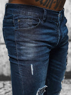 Slitna herrjeans med patches - Jeansbyxa zoomad