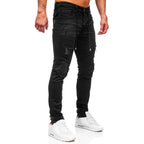 Slitna svarta jeans med resår och snören - Herr sidan