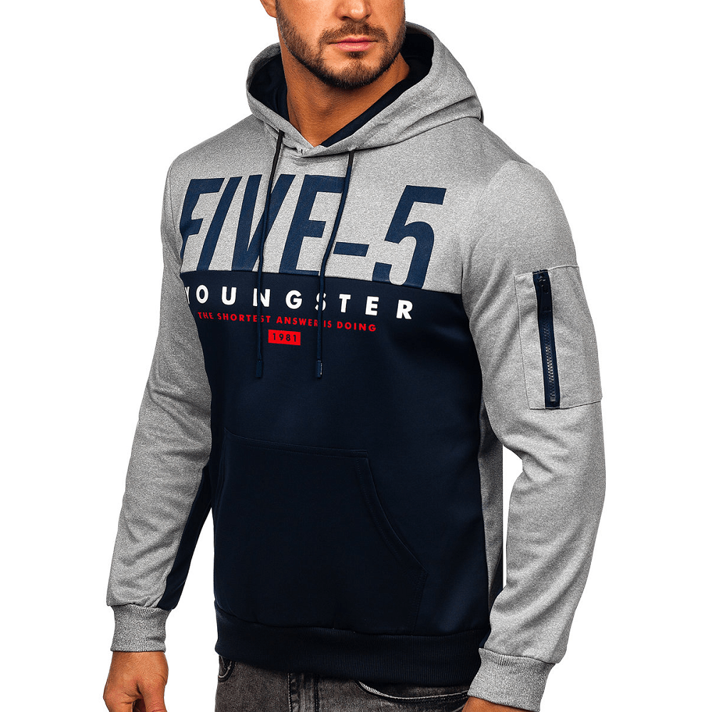 Sportig mörkblå/grå Hoodie