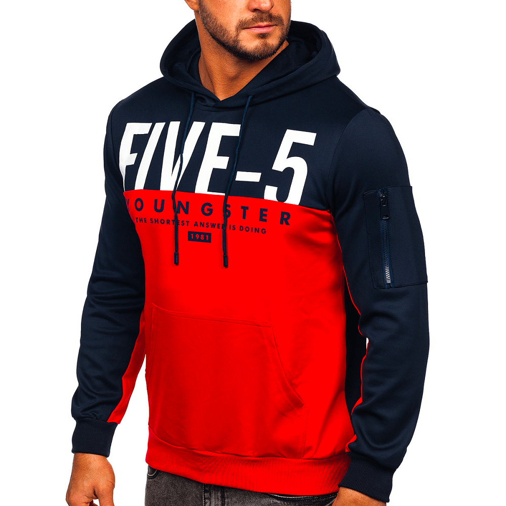Sportig röd/mörkblå Hoodie