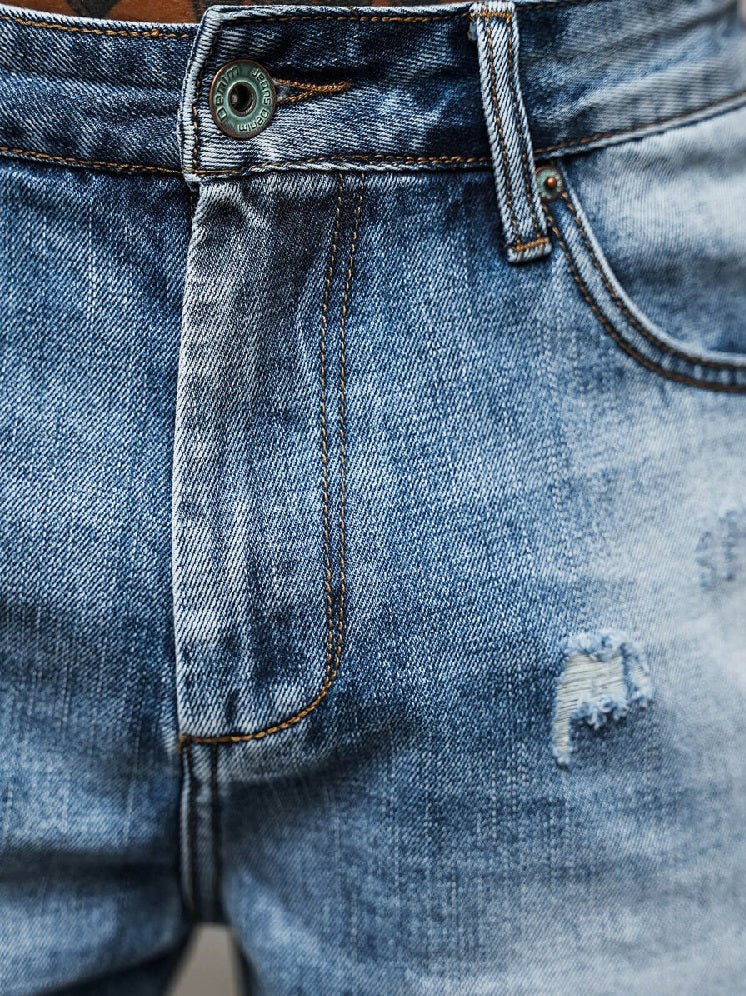 Trendslitna jeansshorts - Herrshorts Blå zoomad