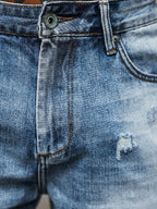 Trendslitna jeansshorts - Herrshorts Blå zoomad