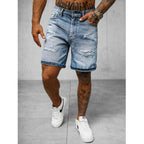 Trendslitna jeansshorts - Herrshorts Blå framifrån