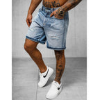 Trendslitna jeansshorts - Herrshorts Blå