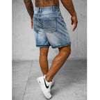 Trendslitna jeansshorts - Herrshorts Blå bakifrån