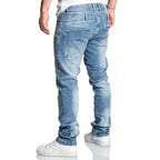 Ljusblåa herrjeans med stretch bakifrån