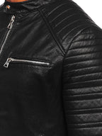 Skinnjacka i eko-läder - Herrjacka bikermodell zoomad sida