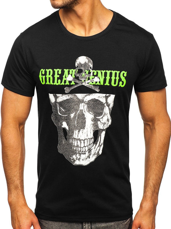 Cool printed T-shirt Great Genius - Svart
