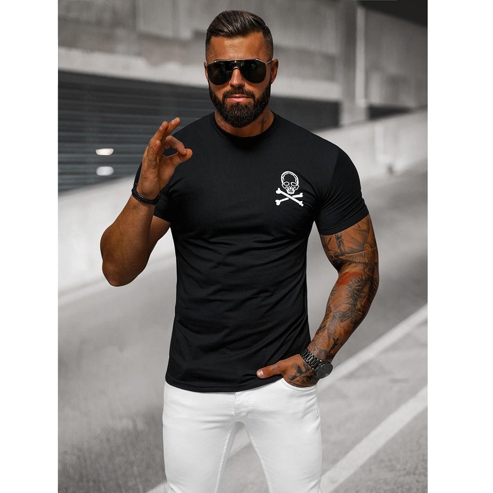 Slim fit t-shirt - Svart kortärmad tröja framifrån