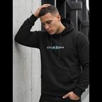 Svart hoodie för herr med City of Angels-tryck och grafiska vingar på ryggen