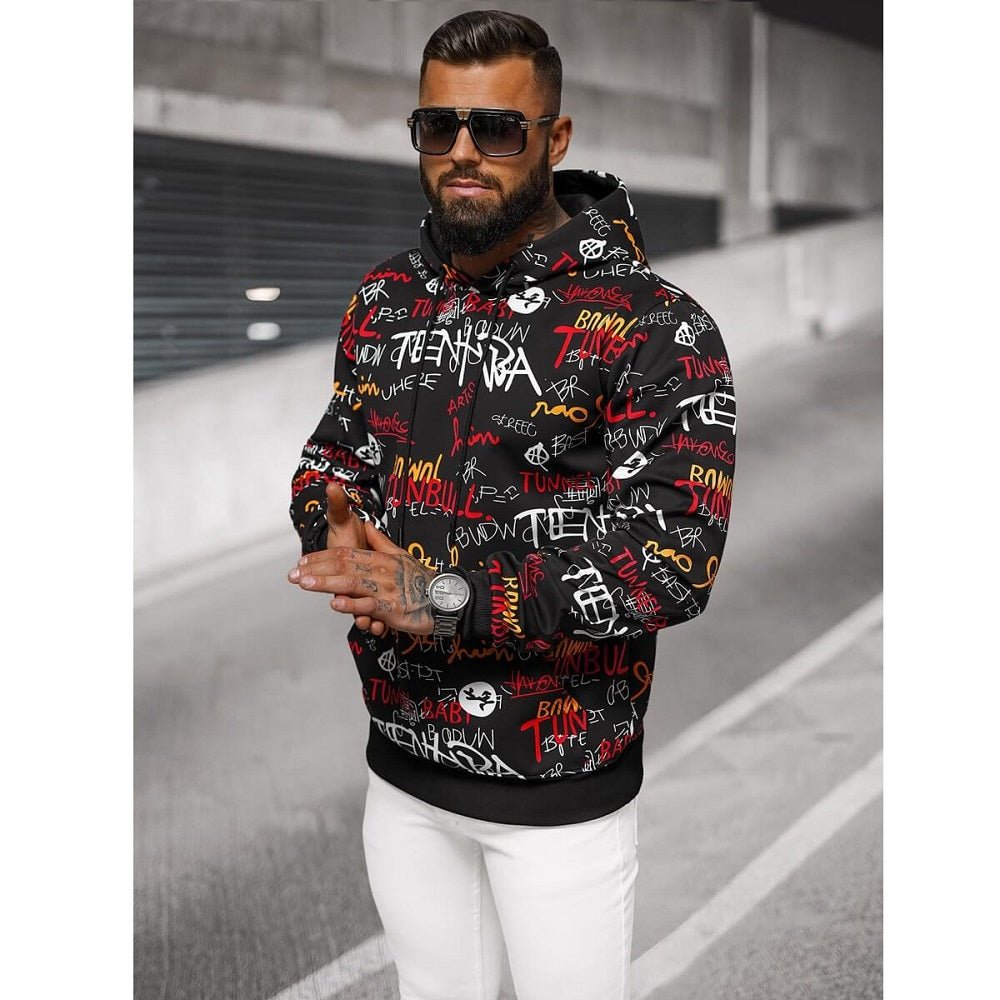 Hoodie Herr 299 kr - Graffititryck runt hela tröjan framifrån