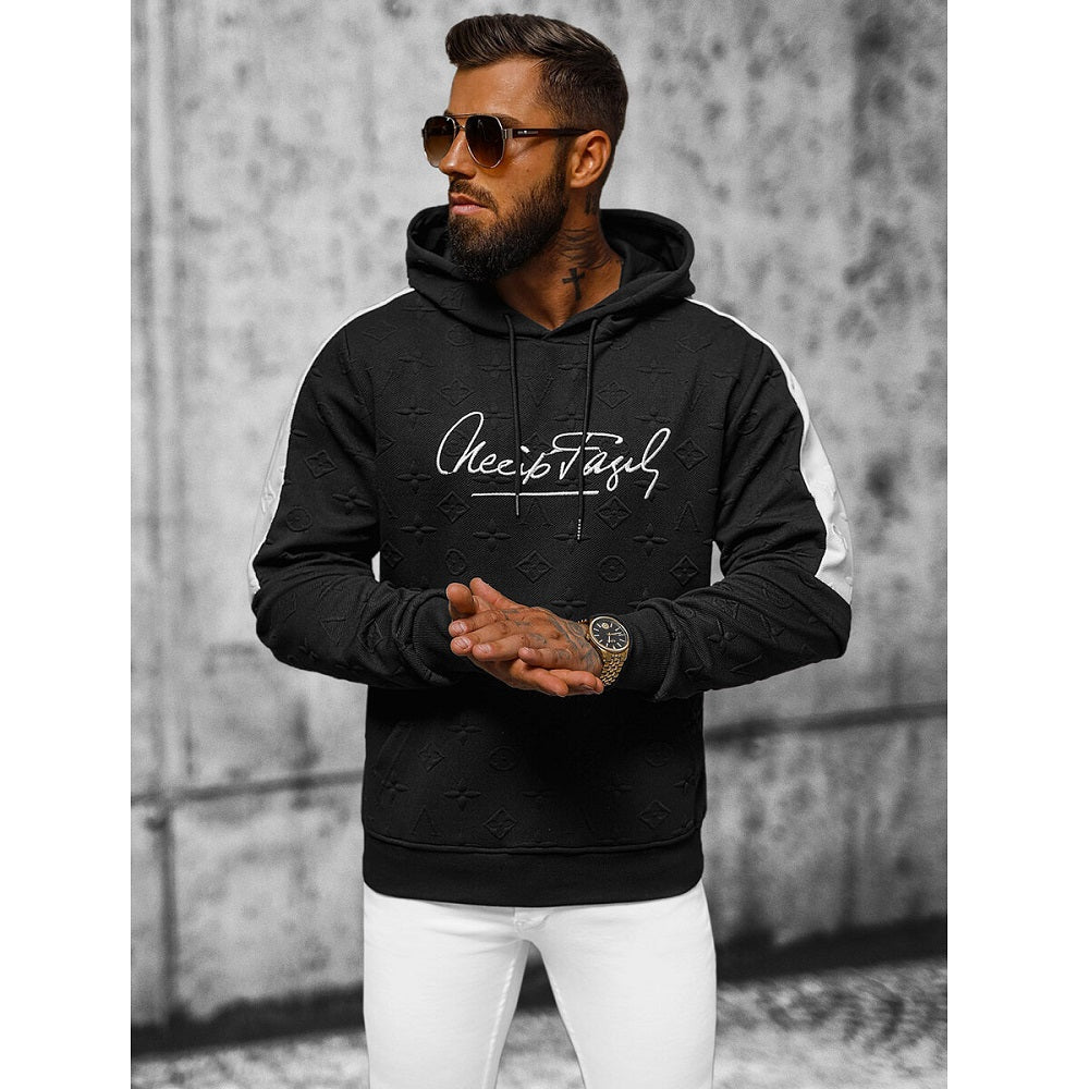 Svart hoodie - Herrluvtröja framifrån