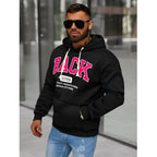 Luvtröja med tryck - Svart hoodie herr sidan